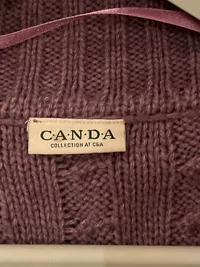 CANDA Damen Strickjacke Gr. 42 Lila Kurzarm Zopfmuster Cardigan 7