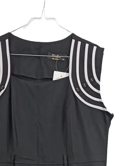 Görkem Damen Abendkleid Schwarz Gr. 46/3XL Elegant Ärmellos Maxikleid