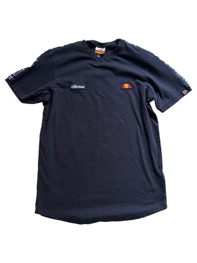 Ellesse T-Shirt Herren Gr. 48/M Schwarz Casual Logo Kurzarm Baumwolle