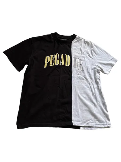 PEGADOR Herren T-Shirt M Schwarz Weiß Schriftzug Streetwear