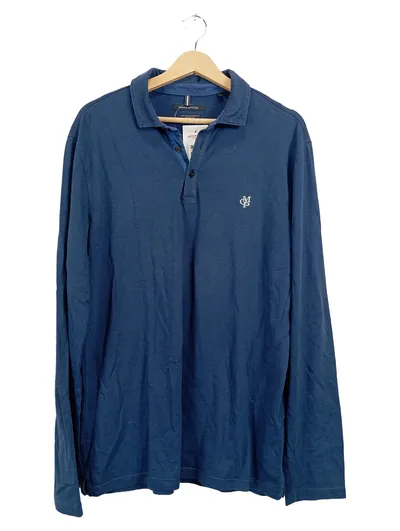 Marc O'Polo Langarm Poloshirt Herren Gr. 42/XL Blau Baumwolle