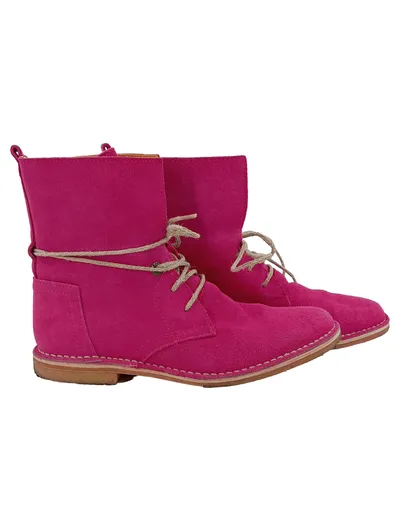 Snipe Damen Stiefeletten Pink Wildleder Gr. 40 Schnürung Casual