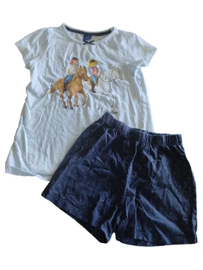 Bibi & Tina Mädchen Schlafanzug Set Shirt Shorts Gr. 122/128 Blau Casual