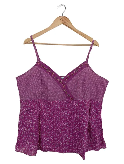 ULLA POPKEN Damen Bluse Einheitsgröße Lila Blumenmuster Casual