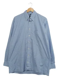 Barisal Herren Business Hemd Kariert Baumwolle Langarm Blau Gr. 54 XXL 1