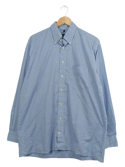 Barisal Herren Business Hemd Kariert Baumwolle Langarm Blau Gr. 54 XXL