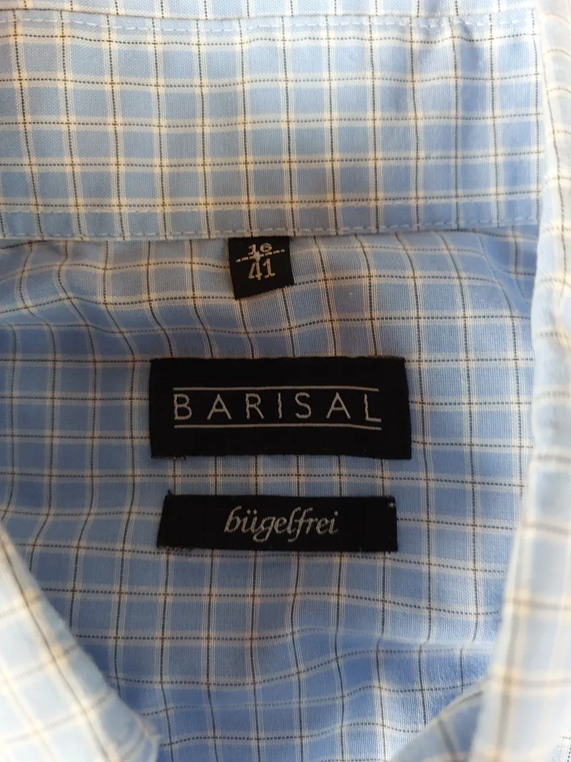 Barisal Herren Business Hemd Kariert Baumwolle Langarm Blau Gr. 54 XXL 2