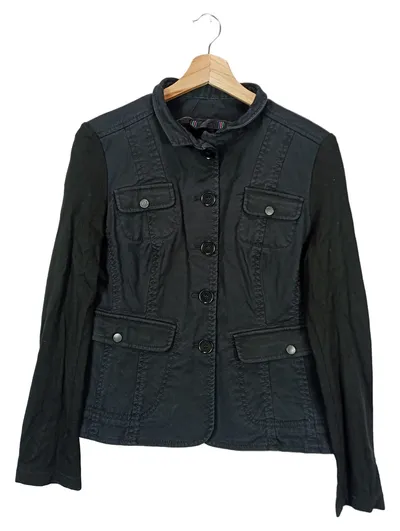 MARC CAIN Damen Cordjacke Schwarz Gr. 40 Casual Jacke Baumwolle