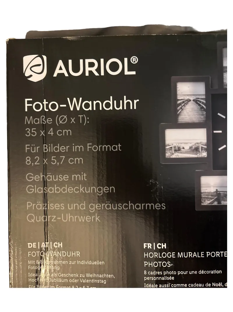 AURIOL Wanduhr Glas Kunststoff Schwarz Modern Geometrisch 35cm 2
