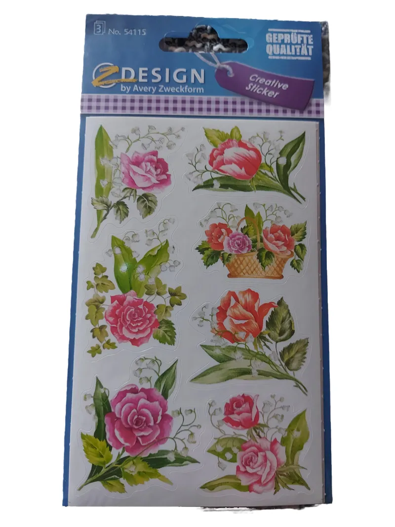 AVERY Zweckform Sticker Set Kreativ Bastelset Design Blumen Rosen Mehrfarbig 1