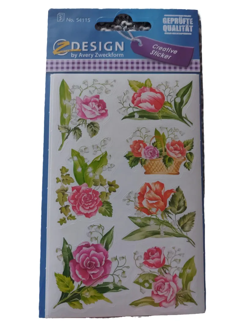 AVERY Zweckform Kreativ Bastelset Sticker Rosen Mehrfarbig Basteln Deko 1