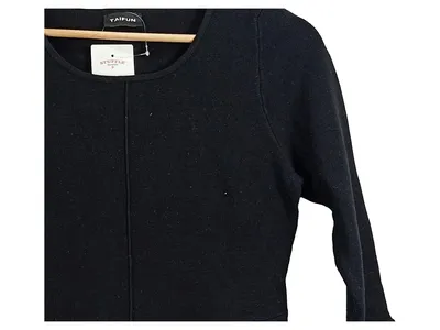 TAIFUN Pullover Damen Gr. 38 Schwarz Schößchen 3/4 Arm Volant Strick Elegant