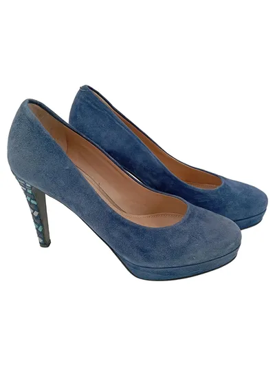 MARIPé Damen Pumps Gr. 38 Blau Wildleder Elegant Plateau Absatzschuhe