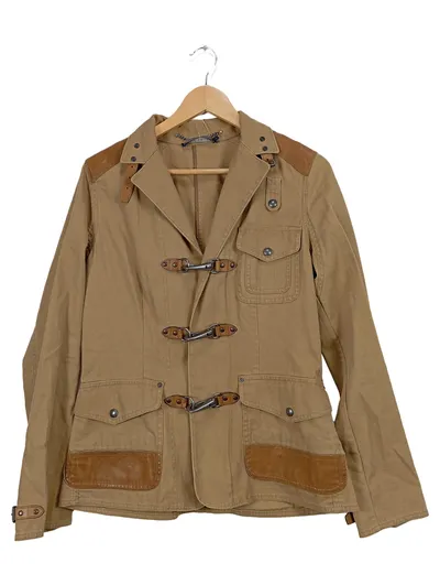 Ralph Lauren Damen Outdoorjacke Beige Gr. 6 Lederdetails Safari