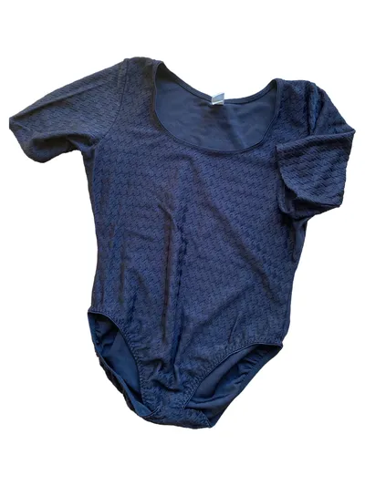 Bernd Berger Damen Body Gr. 40/L Schwarz Kurzarm Strukturmuster