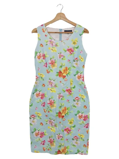 Caroline Biss Damen Freizeitkleid Gr. 38/M Blau Blumenmuster Sommerkleid Elegant