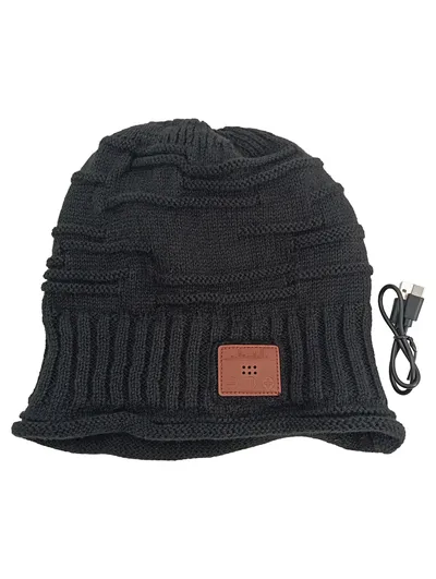 CHEERFUN Smart Beanie Hat Bluetooth Mütze Schwarz Strick Unisex
