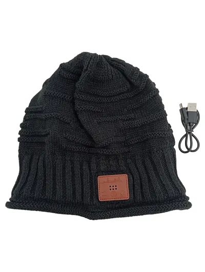 CHEERFUN Smart Beanie Hat Bluetooth Mütze Schwarz Strick Unisex