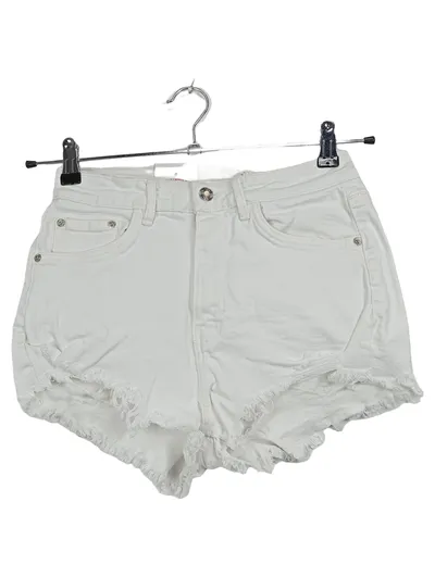 ZARA Damen Jeans Shorts Weiß Destroyed Look Gr. 36 W28 Fransen
