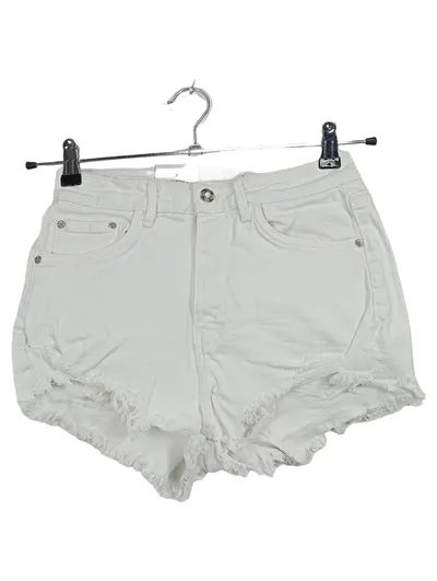 ZARA Damen Jeans Shorts Weiß Destroyed Look Gr. 36 W28 Fransen