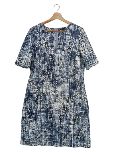 CAROLINE BISS Blusenkleid Damen 42/XL Blau Grafisch Business Elegant