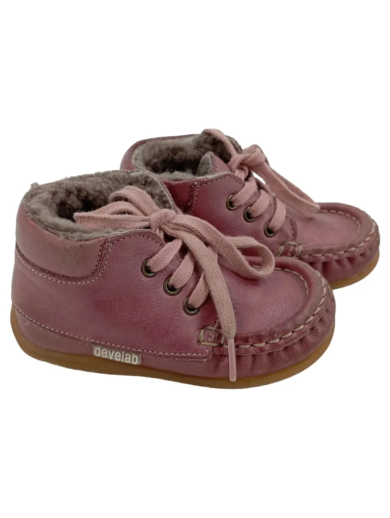 DEVELAB Kinder Schnürschuhe Gr. 21 Rosa Casual Fellfutter Boots 1