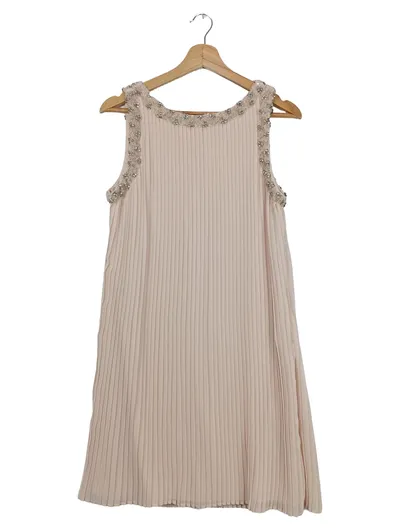 YOUNG COUTURE Kleid festlich elegant beige Pailletten Strass Gr. 38/M