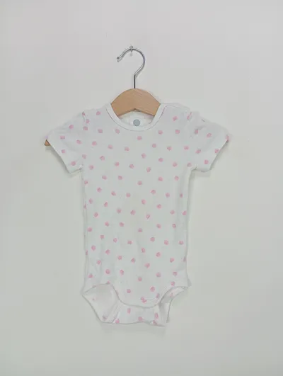 SANETTA Baby Body Gr. 74 Weiß gepunktet Kurzarm Baumwolle