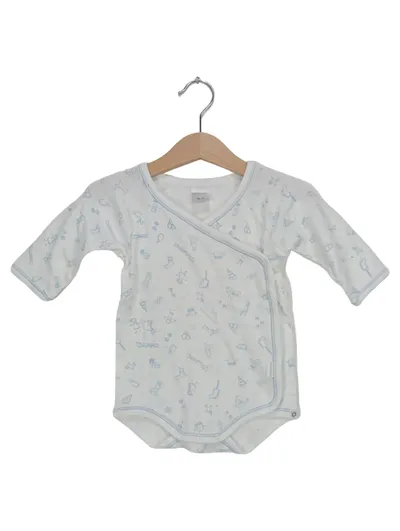 SCHIESSER Baby Body Wickelbody Gr. 68 Weiß Grafisch Baumwolle