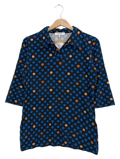 Rössler Selection Damen Poloshirt Gr. 38/M Punkte Blau Braun 3/4-Arm