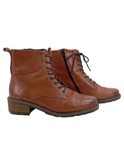 Solidus Damen Lederstiefel Gr. 40 Braun Schnürstiefel Luftpolster