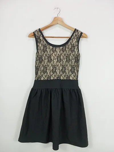 QED LONDON Cocktailkleid Damen 36/S Schwarz Spitze Elegant Vintage