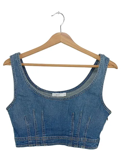 A.L.C. Damen Bustier Top Gr. S Blau Denim Casual Ärmellos Cropped