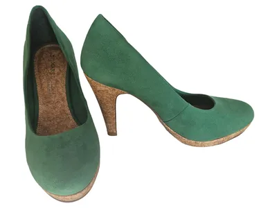 Marco Tozzi Pumps Damen Gr. 37 Grün Elegant Kork-Absatz Plateau Schuhe