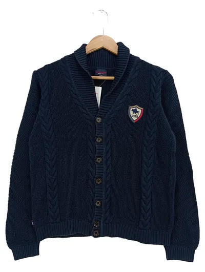 U.S. POLO ASSN. Kinder Strickjacke Blau Gr. 152 (13Y-14Y) Zopfstrick Casual