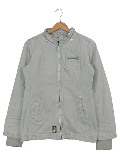 KANGAROOS Damen Leichte Jacke Gr. 32/XXS Grau Casual Baumwolle Übergangsjacke