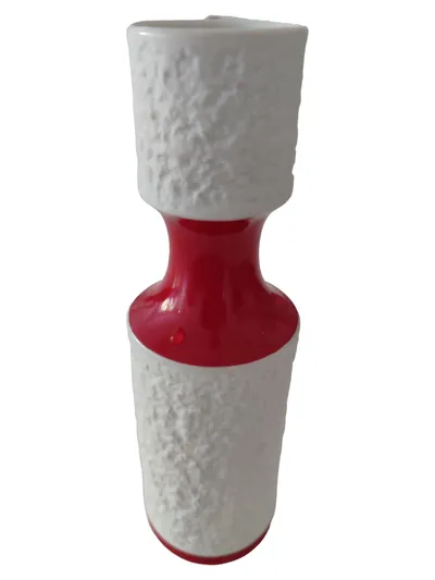 Royal KPM Vase Modern Weiß Rot Porzellan Strukturmuster