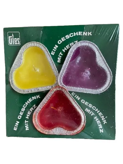 GIES Kerze Herz Geschenk Mehrfarbig Wachs 3er Set Festlich