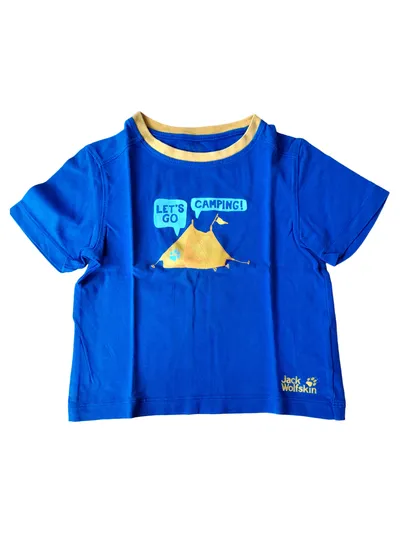 Jack Wolfskin Kinder T-Shirt Camping Blau Gr. 92 Baumwolle Outdoor