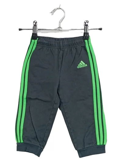 Adidas Jogginghose Baby Gr. 80 Grau Grün 3-Streifen Trainingshose