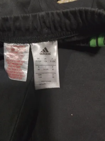 Adidas Jogginghose Baby Gr. 80 Grau Grün 3-Streifen Trainingshose