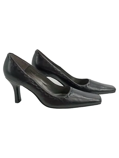 Belmondo Damen Pumps Schwarz Leder Gr. 38 Elegant Spitz Stiletto