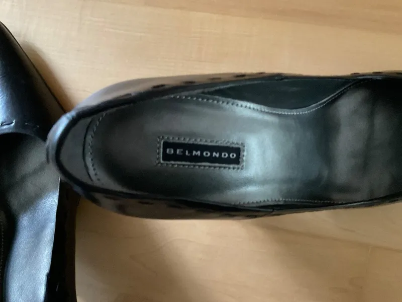 Belmondo Damen Pumps Schwarz Leder Gr. 38 Elegant Spitz Stiletto 2