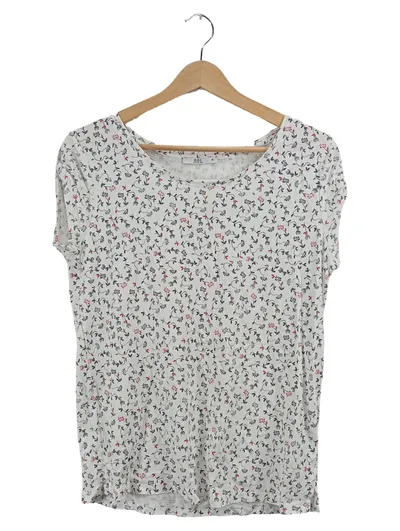 EDC Damen T-Shirt Blumenmuster Gr. 38/M Casual Mehrfarbig