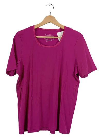 Gina Laura Damen T-Shirt Gr. L Pink Basic Rippstrick Baumwolle