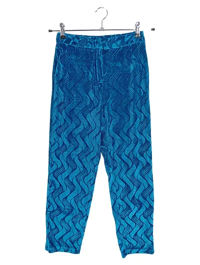 Y.A.S. Damen Stoffhose XS 34 Blau Strukturmuster Casual Modern Hose