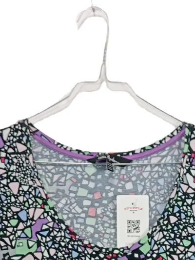 Ulla Popken Damen T-Shirt Gr. 50/52 Mosaik Muster Mehrfarbig Kurzarm
