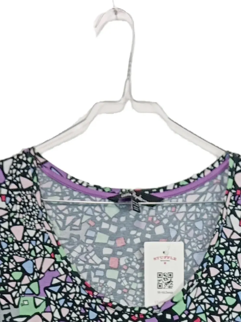 Ulla Popken Damen T-Shirt Gr. 50/52 Mosaik Muster Mehrfarbig Kurzarm 2
