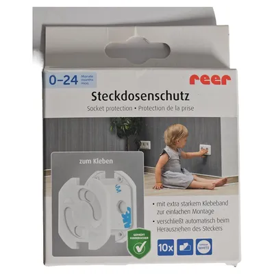 reer Steckdosenschutz Kindersicherung 10er Pack Weiß Kindersicherheit