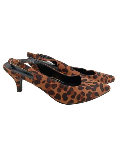 Greatonu Damen Slingback Pumps Leopard Gr. 38 Kitten Heel Braun